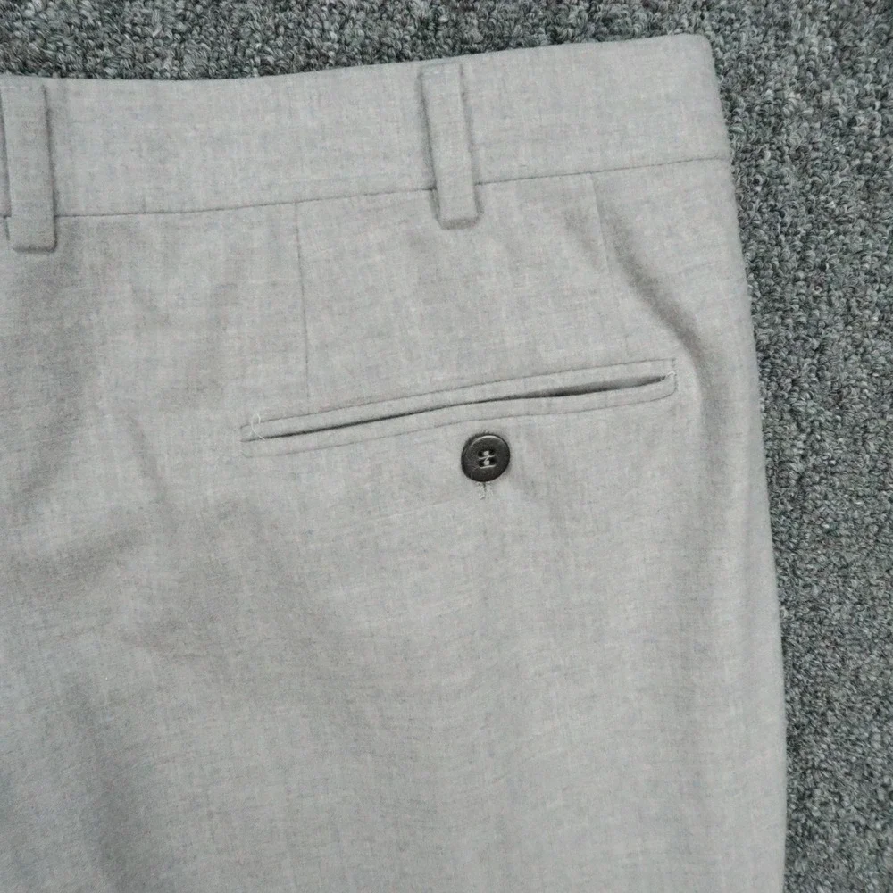 Isaia Napoli Pants Mens 40x32 Gray Wool Flannel Flat Front Straight Trouser